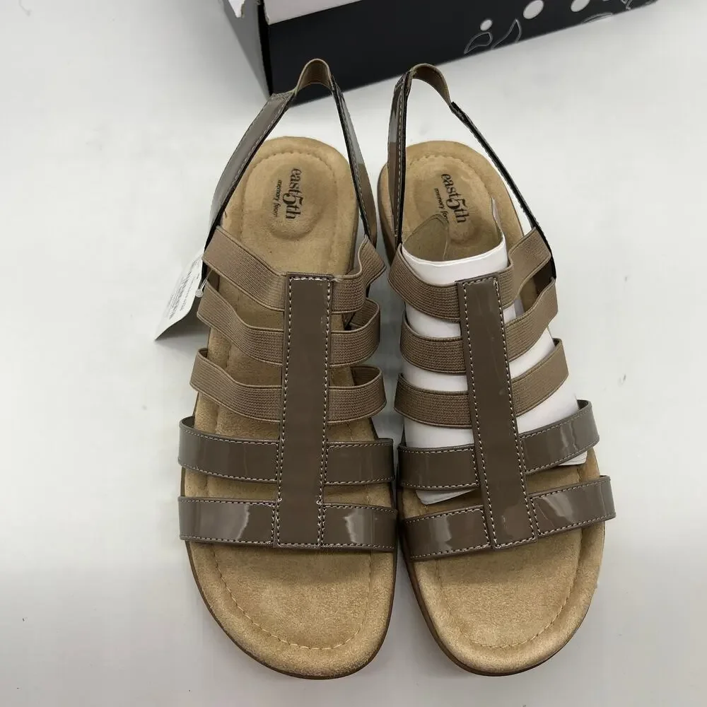 East 5th Ivey Women's Memory Foam Sling Back Sandals Brown Nude Size 11M